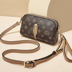 NWT! Foxlover Brown and Tan Faux Leather Wristlet Purse/Shoulder Bag w/2-Straps